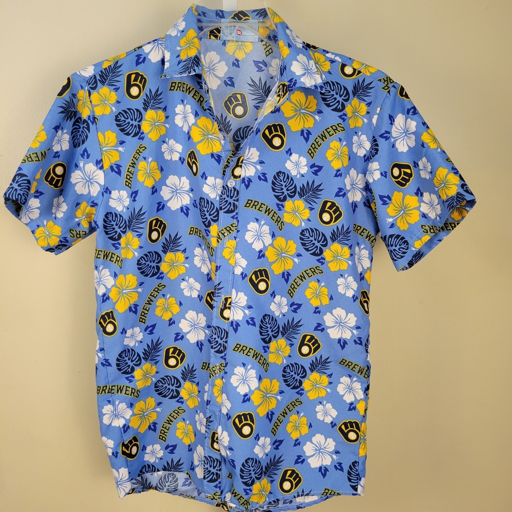 Milwaukee Brewers Hawaiian Aloha Shirt / Limited Edition Print, Size Small